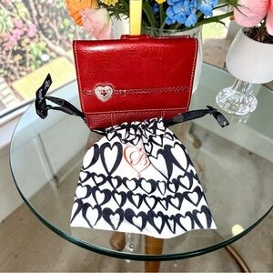 EUC Brighton Red Leather Wallet with Heart Accent